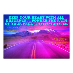 Bibel Vers aus den Sprichwörtern 4:23, 26. Fotodruck