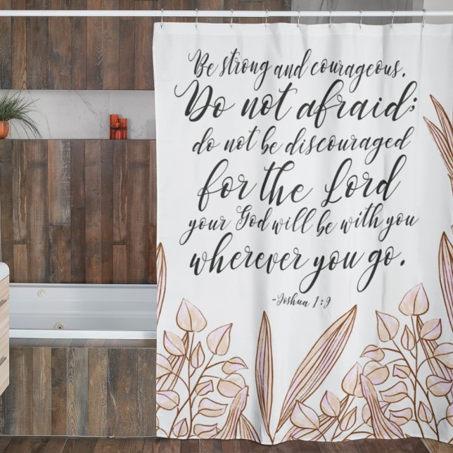 Bibel Vers Beige Blumenduschvorhang Duschvorhang (Von Creator hochgeladen)