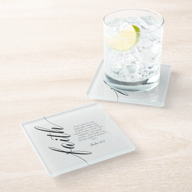Bibel Vers Faith Scripting Glass Untersetzer (Schrägansicht)