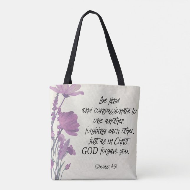Bibel Vers Floral Tote Bag Tasche (Rückseite)