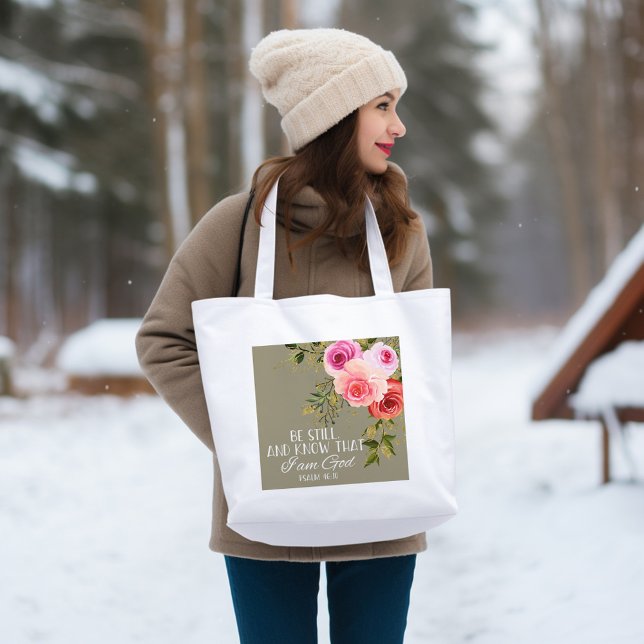 Bibel Vers Floral Tote Bag Tragetasche (Von Creator hochgeladen)