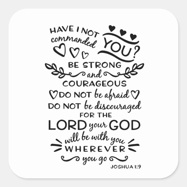 Bibel-Vers-Joshua-1:9 Quadratischer Aufkleber (Vorderseite)