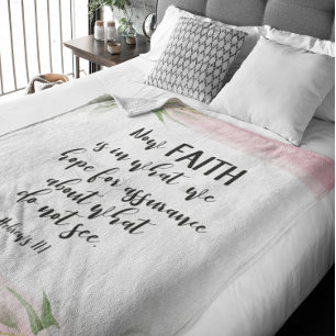 Bibel Vers Rosa Blumenfleece Leder Fleecedecke