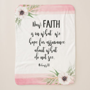 Bibel Vers Rustikale Rosa und Weiße Blüte Sherpadecke