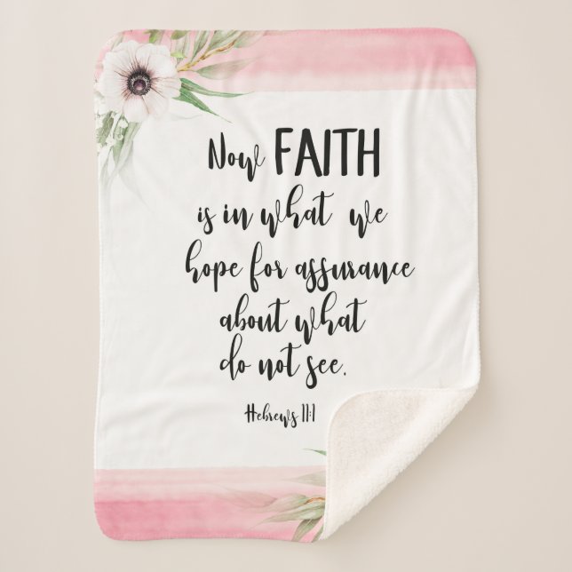 Bibel Vers Rustikale Rosa und Weiße Blüte Sherpadecke (Vorderseite)