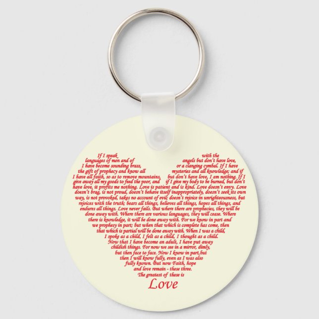 Bibel Verse 1 Korinther 13 Liebe Herzlich Willkomm Schlüsselanhänger (Vorderseite)