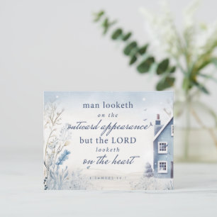 Bibel Verse 1 Samuel 16:7 Blaue Wasserfarbe Postkarte