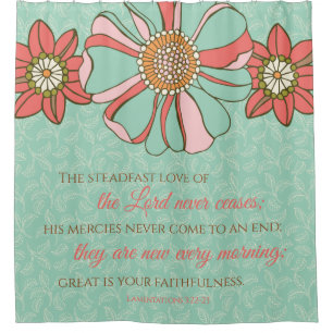 Bibel Verse Aqua & Rosa Retro Duschvorhang