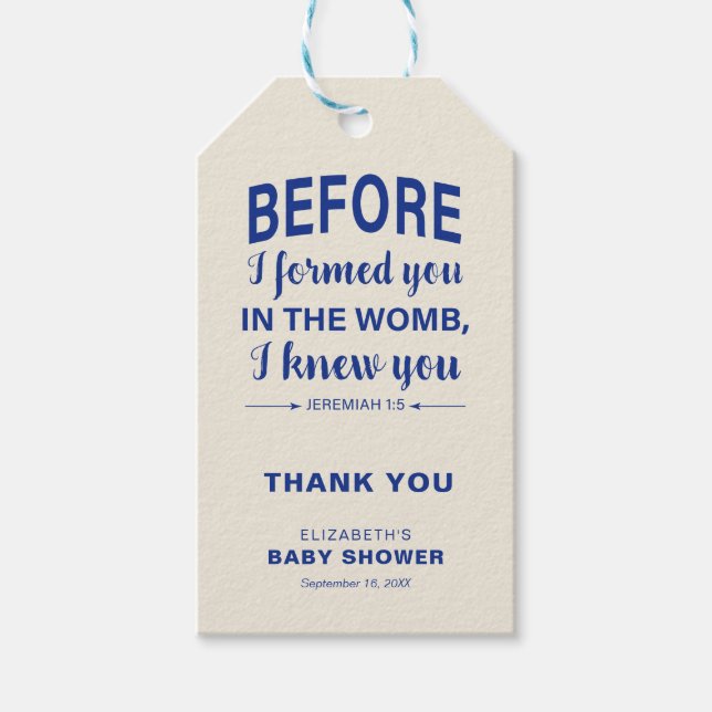 Bibel Verse Baby Dusche Jeremiah Christlich Modern Geschenkanhänger (Vorderseite)