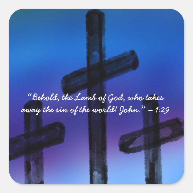 Bibel Verse Crosses, religiöse Christliche Quadratischer Aufkleber (Vorderseite)