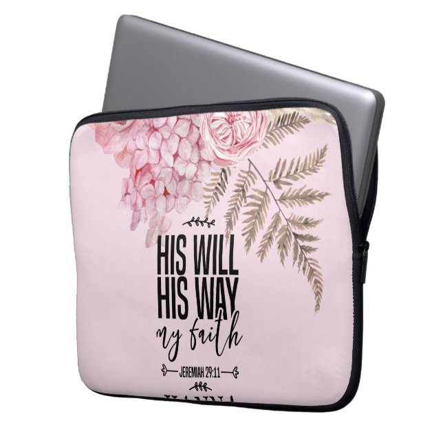 Bibel Verse Floral Pink Blush Electronics Bag Laptopschutzhülle (Vorderseite Links)