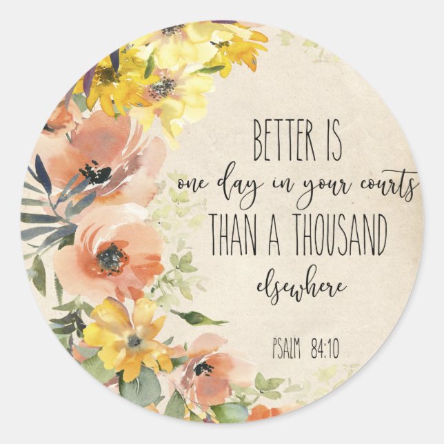 Bibel Verse Floral Round Aufkleber (Vorderseite)