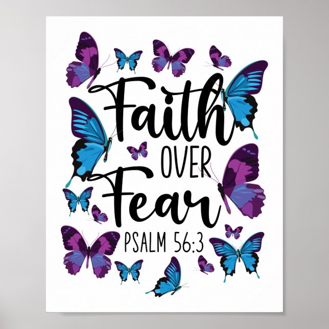 Bibel Verse Glaube über Angst Psalm 56:3 Schmetter Poster (Vorne)