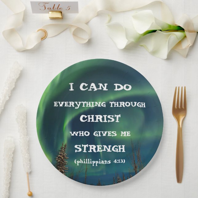 Bibel Verse Inspiration Zitat Northern Lights Pappteller (Hochzeit)