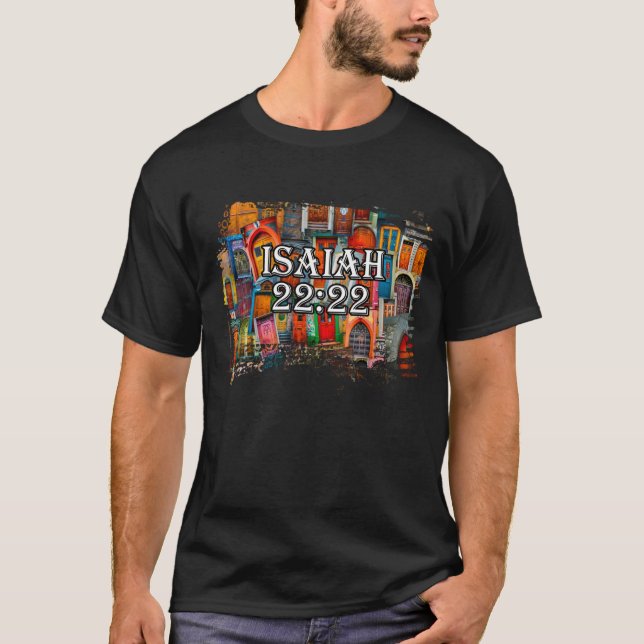 Bibel Verse Isaiah 22:22 Doors Collage Religious T-Shirt (Vorderseite)