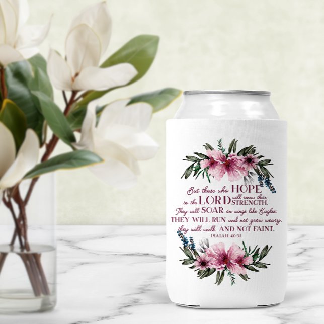 Bibel Verse Isaiah 40 Pink Floral Dosenkühler (Von Creator hochgeladen)
