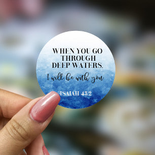 Bibel Verse Isaiah Blue Round Sticker