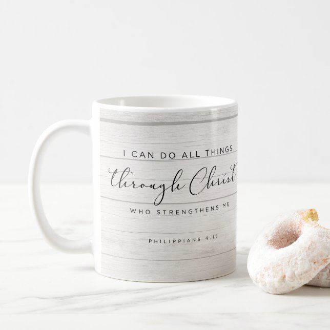 Bibel Verse Philippianer 4:13 Ich kann alles tun Kaffeetasse (Mit Donut)