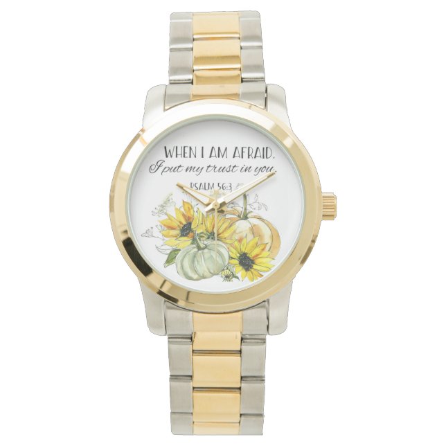 Bibel Verse Psalm Sonnenblumenbeobachtung Armbanduhr (Vorderseite)