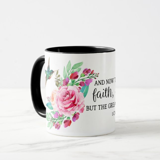 Bibel Verse Rosa Rosenvogel Tasse (Vorderseite Links)