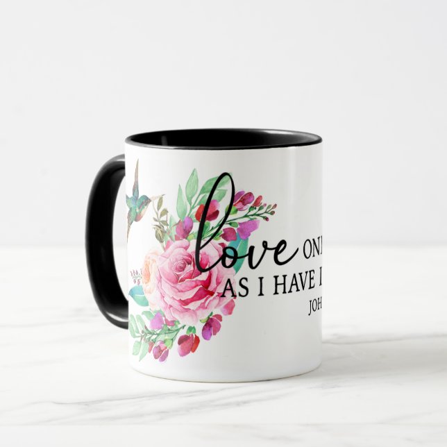 Bibel Verse Rosa Rosenvogel Tasse (Vorderseite Links)