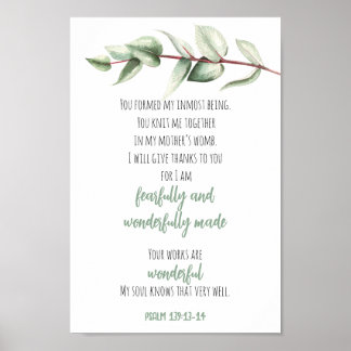 Bibel Verse Scripting Wall Art Green Eukalyptus Poster