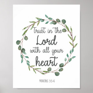Bibel Verse Vertrauen in den Herrn mit all eurem H Poster