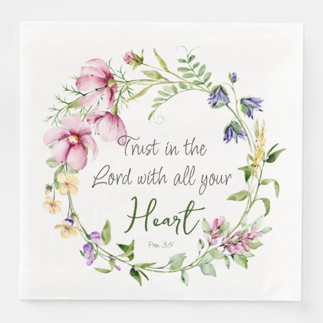 Bibel Verse Vertrauen in den Herrn mit botanischem Serviette (Vorderseite)