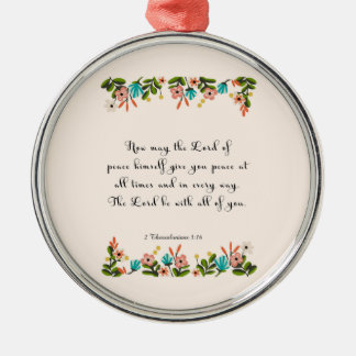 Bibel versifiziert Kunst - 2 Thessalonians 3:16 Silbernes Ornament