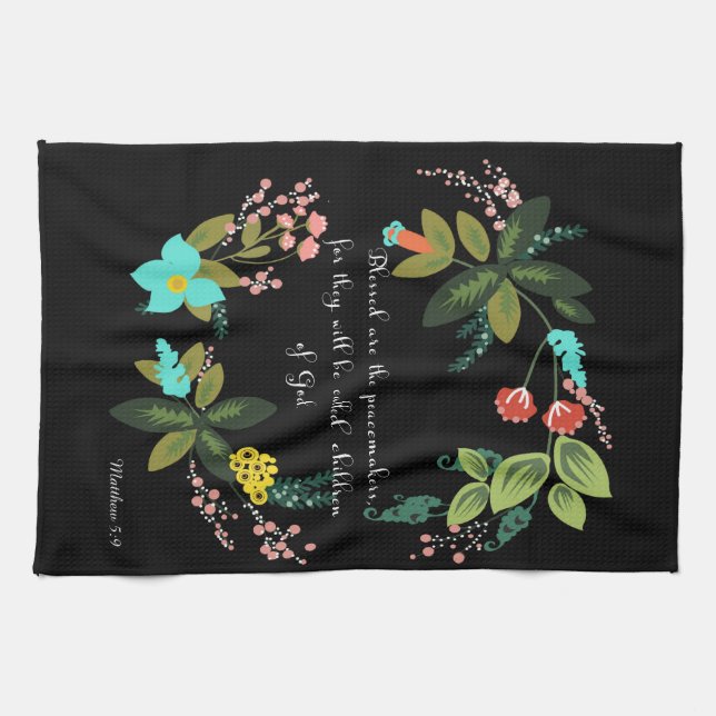 Bibel versifiziert Kunst - Matthew-5:9 Küchentuch (Horizontal)