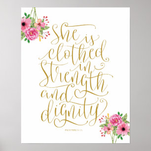 Bibel-Verswandkunstsprichwort-31:25-Kalligraphie Poster