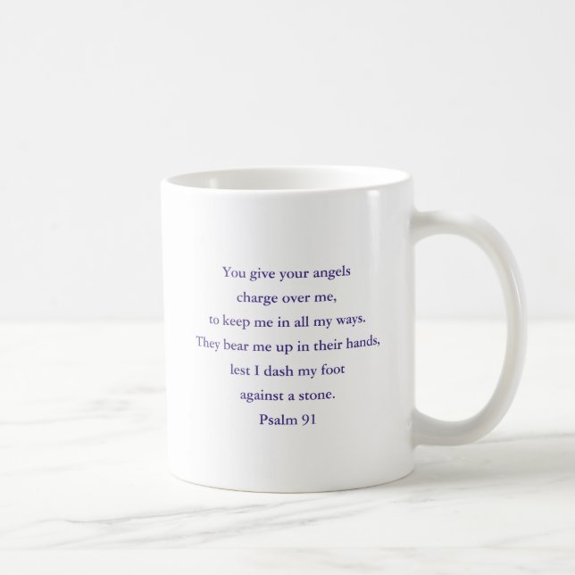 Bibel Zitat Psalm 91 Geschenk, Lila Engel Kaffee T Kaffeetasse (Rechts)