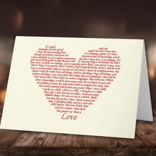 Bibelangebot 1 Korinther 13 Lieben Herzkunstdesign Karte (Love bible quote 1 Corinthians 13 heart art greetings card)
