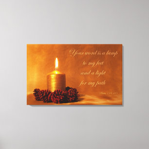 Bibelangebot mit Weihnachtskerze Leinwanddruck