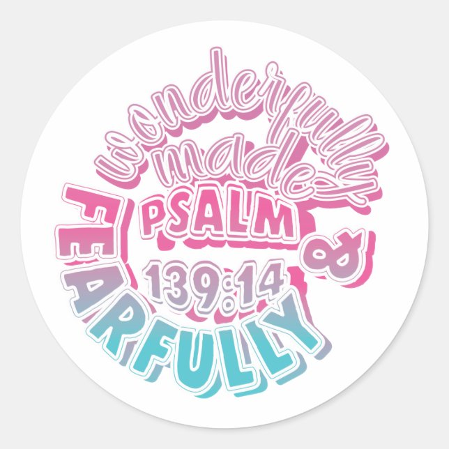Bibelaufkleber - Psalm 139:14 Runder Aufkleber (Vorderseite)