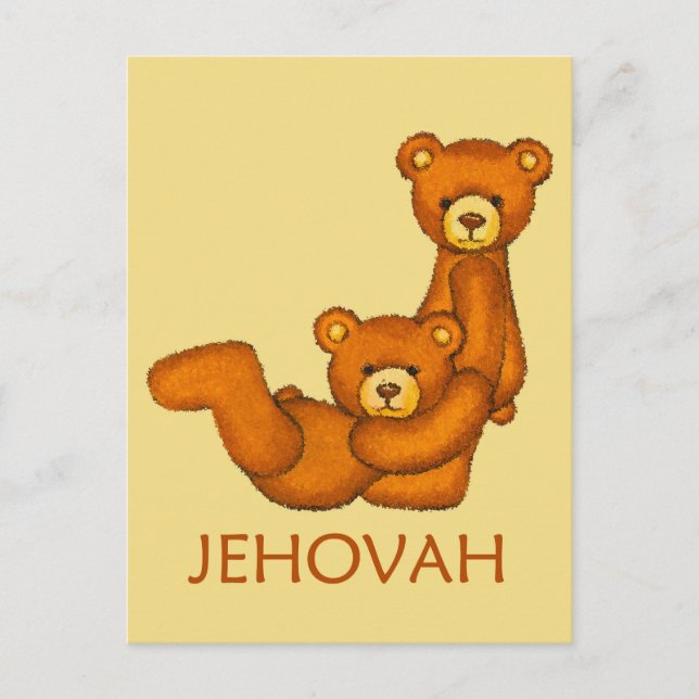 Bibelbären ~ Serve Jehovah Scripting Postkarte (Vorderseite)