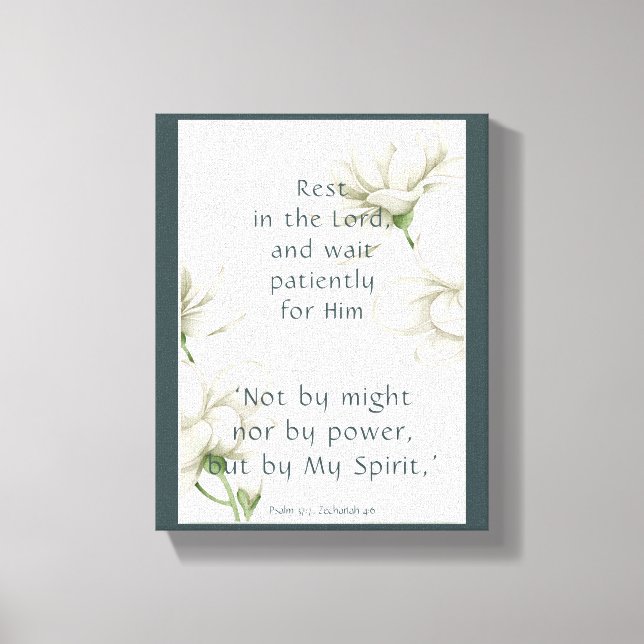 Bibelbibliotheksfördernde Zitate Weiße Blume Leinwanddruck (Vorderseite)