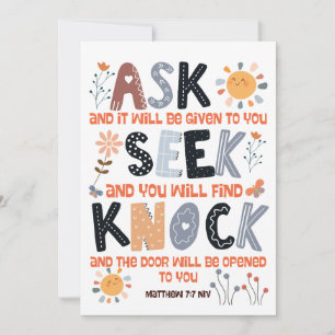 Bibelkarte mit Schrift Matthew 7:7