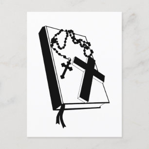 Bibelkreuz Rosarenketten Kunstdarstellung Postkarte