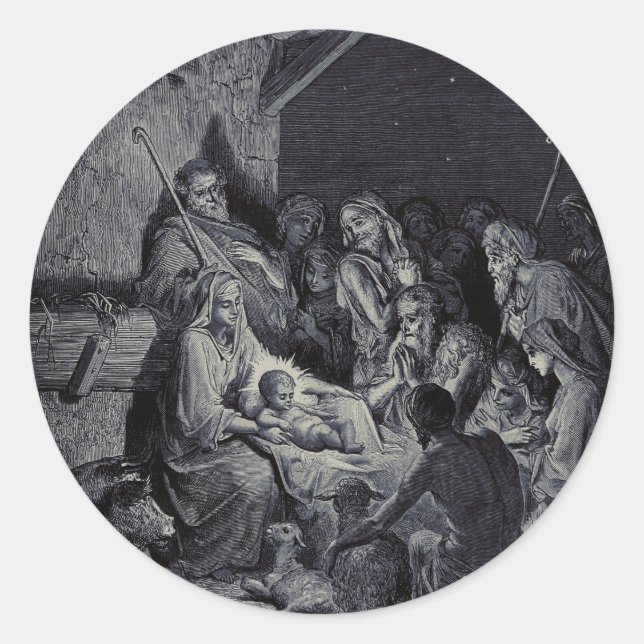Bibelkrippe Runder Aufkleber (Vorderseite)