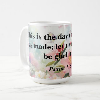 Bibelmotivations-Text auf floraler Wasserfarbe Kaffeetasse