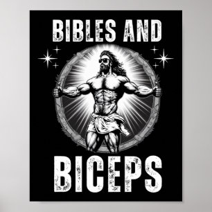 Bibeln und Biceps Bodybuilding Jesus Fitness Funny Poster