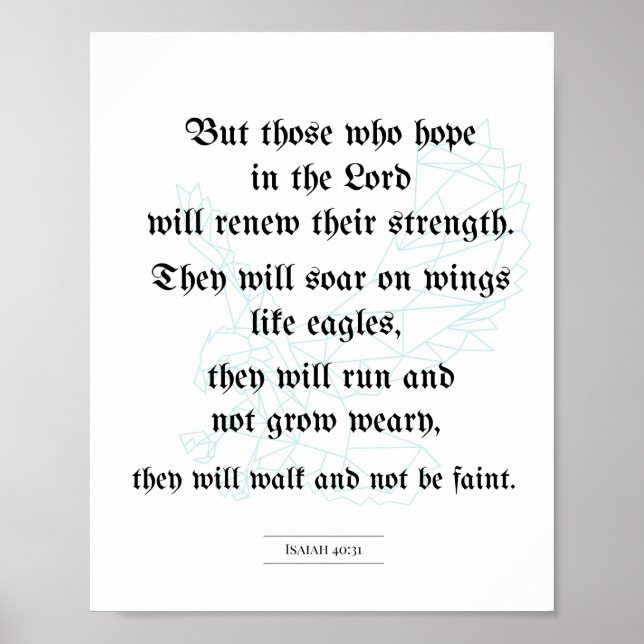 Bibelposter, Christliches Poster, Isaiah 40:31 Poster (Vorne)