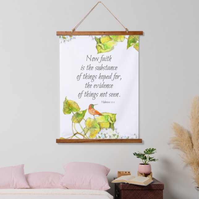 Bibelschrift Hebräisch 11 Hummingvogelbaum Wandteppich Mit Holzrahmen (Schlafzimmer)