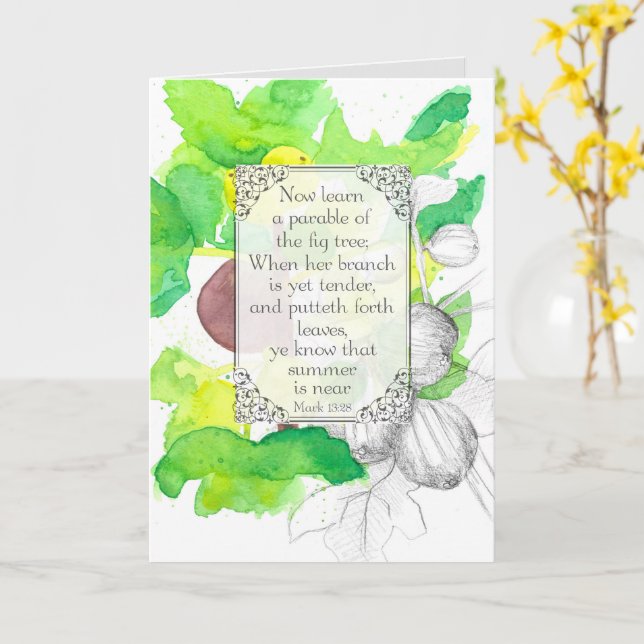 Bibelschrift Mark 13 Sommer-Saison Abb. Baum Karte (Gelbe Blume)