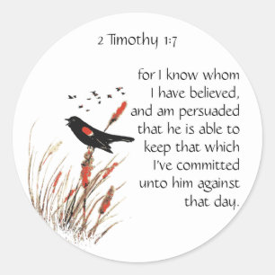 Bibelschrift Vers 2 Timothy 1:12 Vogel Runder Aufkleber