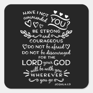 Bibelschrift Verse Joshua 1:9 Quadratischer Aufkleber