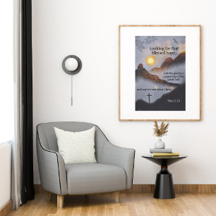 Bibelspruch Berg Sonnenuntergang Poster