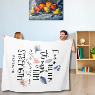 Bibelspruch Blumen Fleecedecke