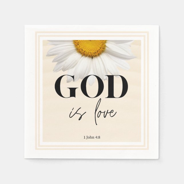 Bibelspruch Blumen-Schrift Serviette (Vorderseite)
